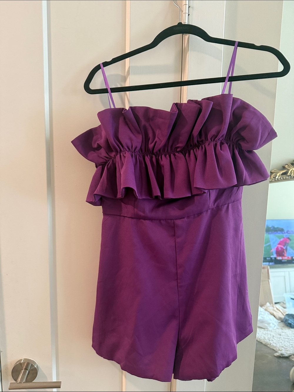 DO+BE Purple Ruffled Strapless Romper